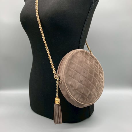 CHANEL (シャネル) ヴィンテージ ラウンド スエード フリンジ ショルダーバッグ
