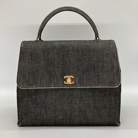CHANEL (シャネル) ヴィンテージ デニム ターンロック ココマーク ケリー ハンドバッグ