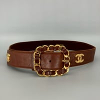 CHANEL (シャネル) ヴィンテージ ラムスキン ココマーク ロゴ ベルト