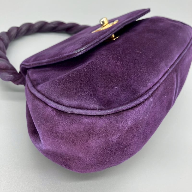 CHANEL ヴィンテージ スエードハンドバッグ CHANEL (シャネル) ヴィンテージ スエード ツイスト ターンロック ココ