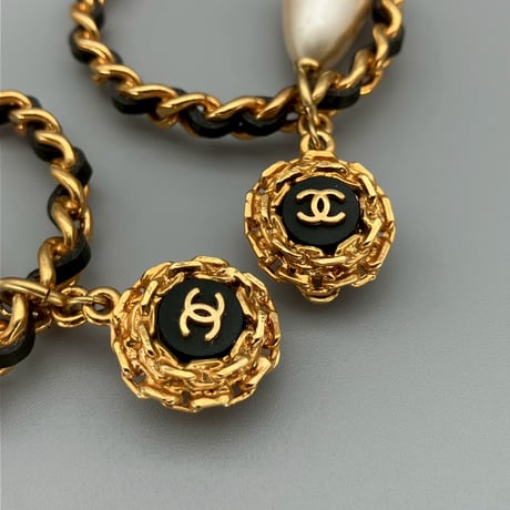 CHANEL (シャネル) ヴィンテージ ココマーク パール サークル スイング イヤリング