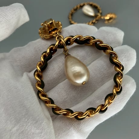CHANEL (シャネル) ヴィンテージ ココマーク パール サークル スイング イヤリング