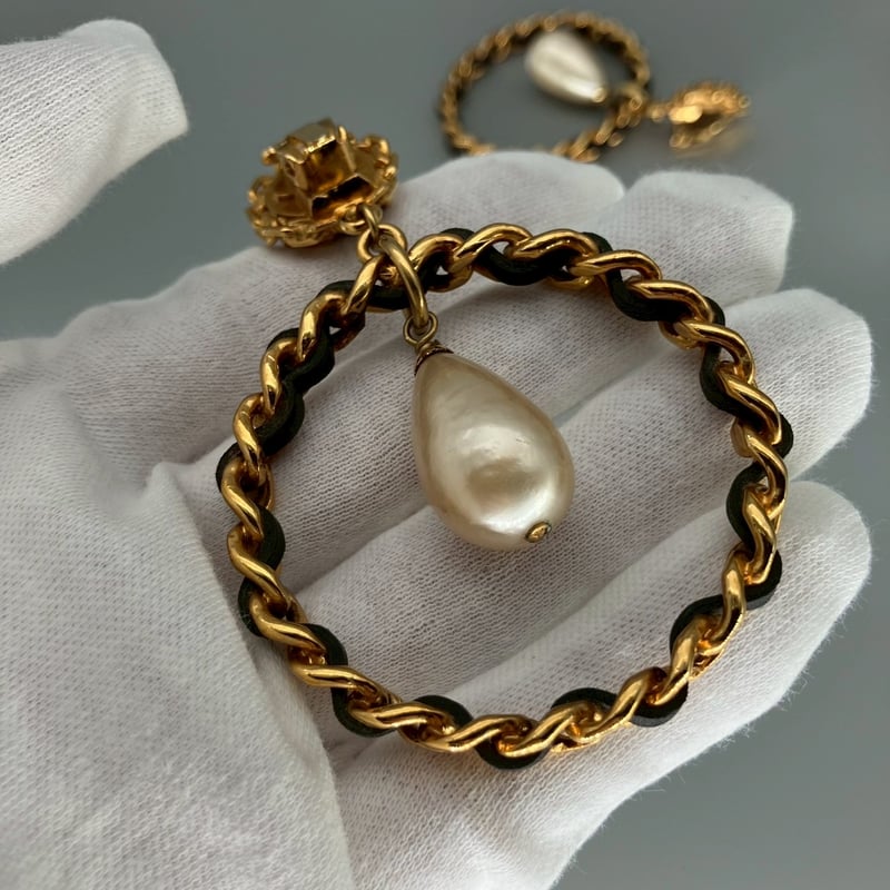 CHANEL (シャネル) ヴィンテージ ココマーク パール サークル スイング