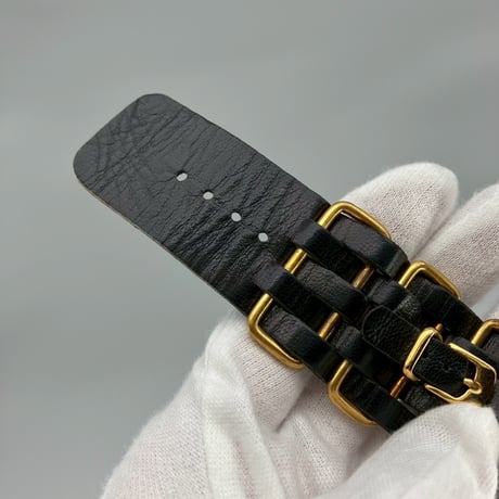 CHANEL (シャネル) ヴィンテージ ロゴ レザー チェーンブレスレット