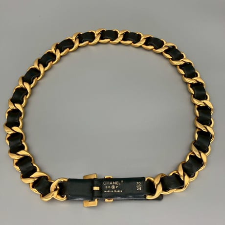 CHANEL (シャネル) ヴィンテージ ロゴ レザー チェーン ベルト