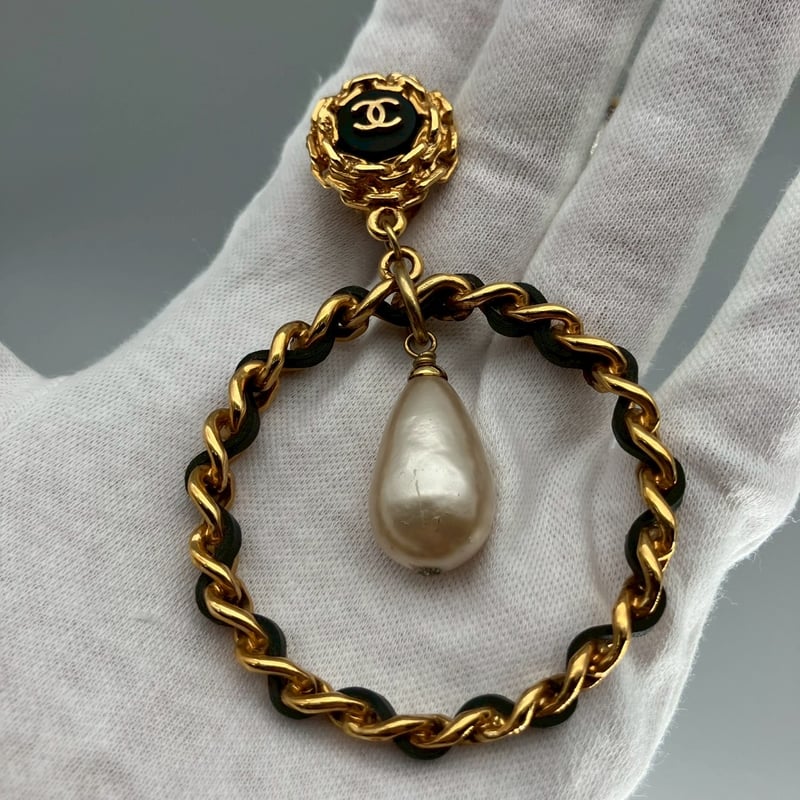 CHANEL (シャネル) ヴィンテージ ココマーク パール サークル スイング