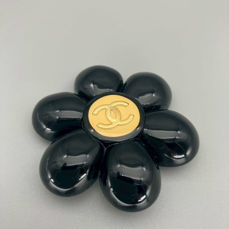 CHANEL (シャネル) ヴィンテージ カメリア ココマーク ブラック ブローチ