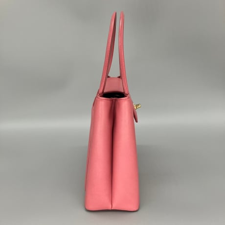 CHANEL (シャネル) ヴィンテージ ターンロック ココマーク ケリー ピンク ハンドバッグ