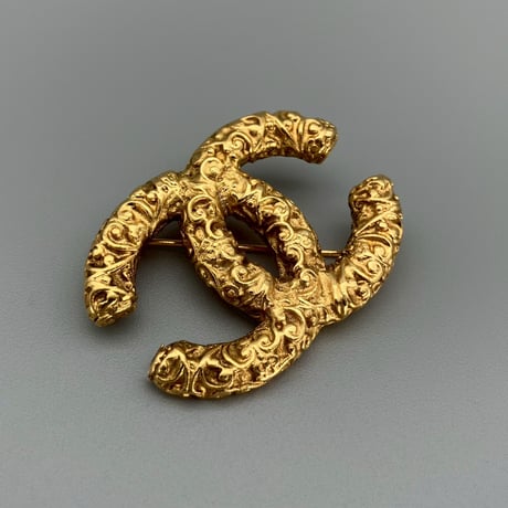 CHANEL (シャネル) ヴィンテージ ココマーク 溶岩 ブローチ