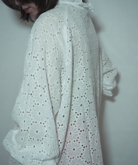 cutwork white blouse