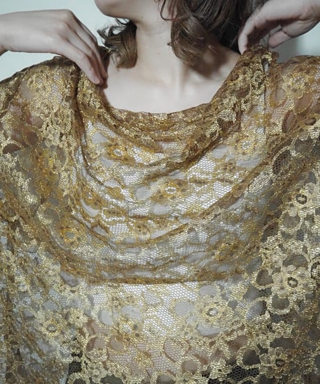 gold lace asymmetry blouse