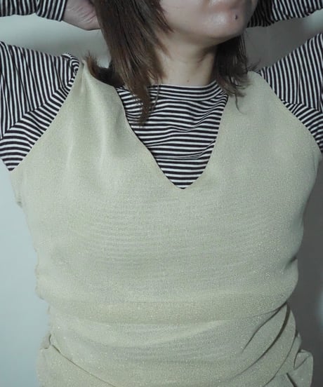 glitter shirring sleeveless tops