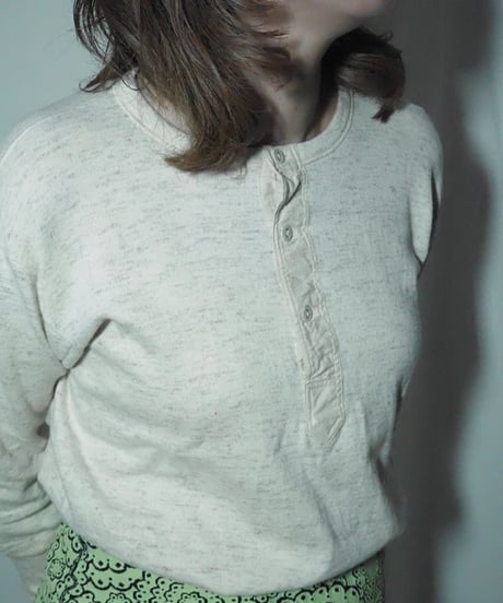 melange ivory henley tee