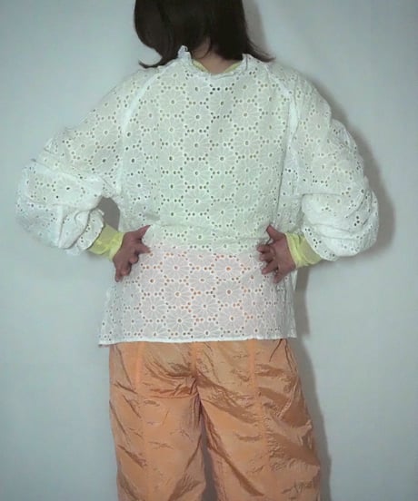 cutwork white blouse