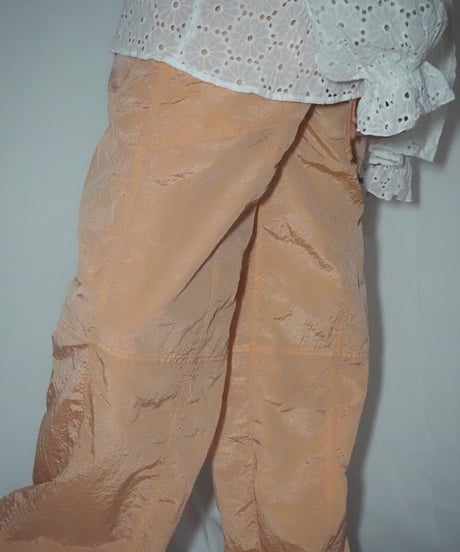 salmon pink nylon parachute pants