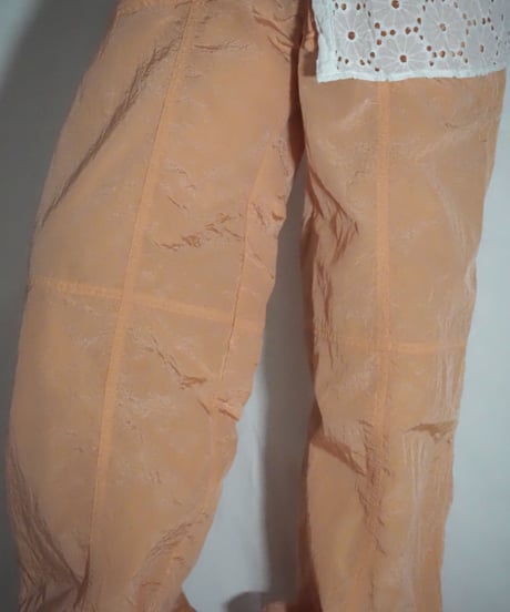salmon pink nylon parachute pants