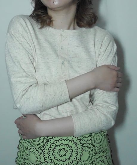 melange ivory henley tee