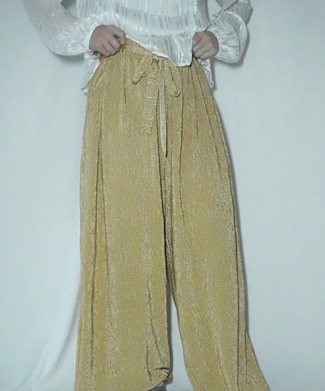 gold pleats wide pants