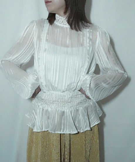 sheer and glitter stripe blouse