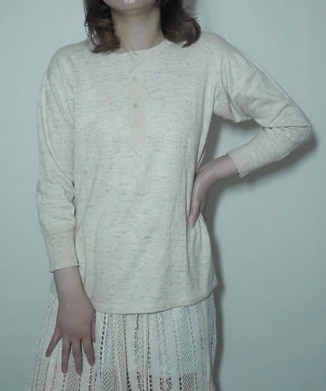 melange ivory henley tee