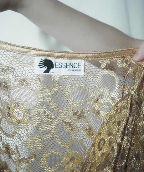 gold lace asymmetry blouse