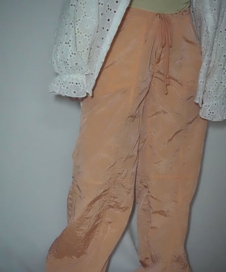 salmon pink nylon parachute pants