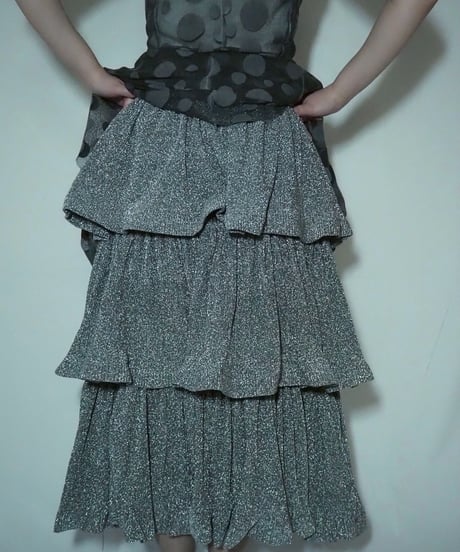 glitter ruffle long skirt