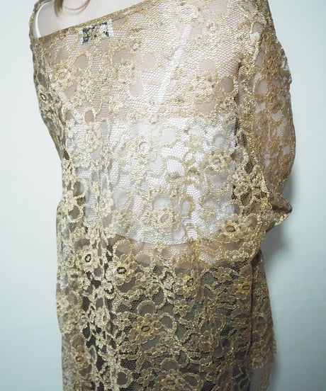 gold lace asymmetry blouse