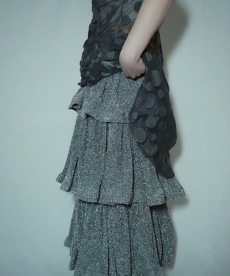 glitter ruffle long skirt