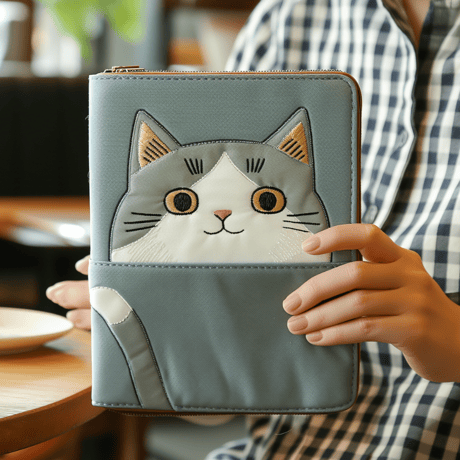 iPad ケース　キャラクター刺繍入り　　＜GRAY＞