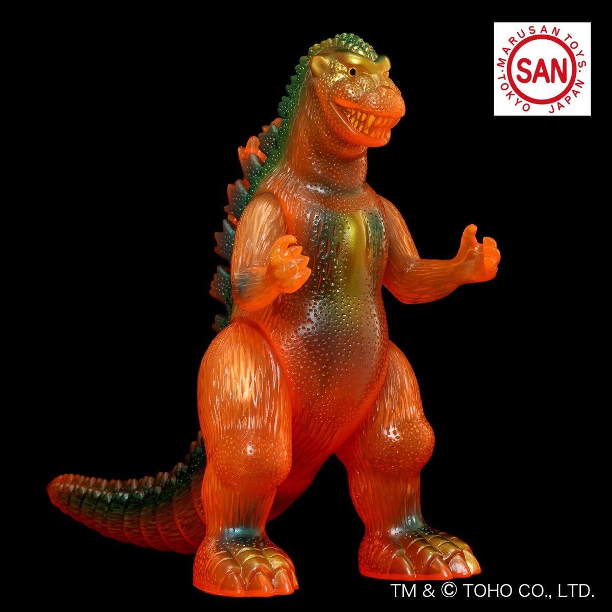 23cm！■【新品】マルサン ゴジラ '99 ミレニアム ソフビ / 橙 フェス・ゴジラII 新宿炎上：バーニングミレニアムゴジラがフィギュア