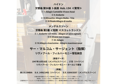 クレデンザ1926×78rpmの邂逅CD-Rシリーズ Vol.16 サー・マルコム・サージェント ハイドン『驚愕』＆ メンデルスゾーン『スコットランド』