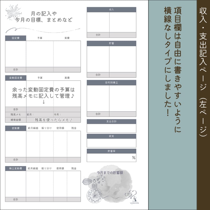 ルーズリーフ家計簿☆★☆おうち管理 家計管理がらくらく! 本気でお金が貯まる万能バインダーセット