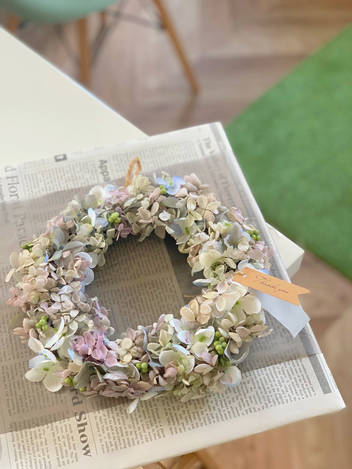 紫陽花ボール リース（紫陽花とお花のボールリース）