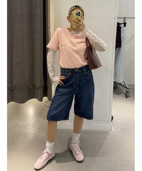 Cotton flower mesh T 【peach】