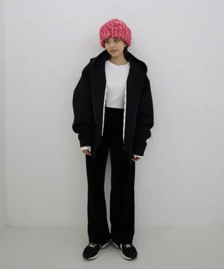 Marshmallow zip hoodie【black】