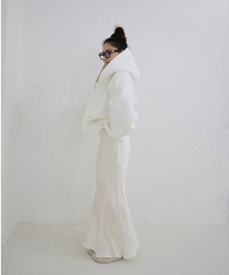 Marshmallow zip hoodie【white】