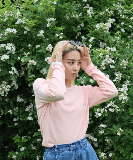 Cotton flower mesh longT【peach】