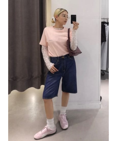 Cotton flower mesh T 【peach】