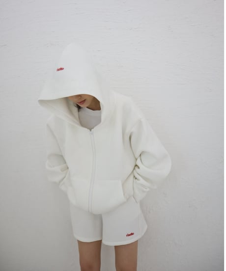 Marshmallow zip hoodie【white】