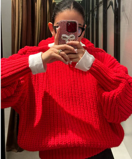 Spice wool volume Knit【Tomato】※箔なし