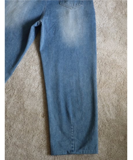 Logo Embroidery Tuck Denim【Blue】