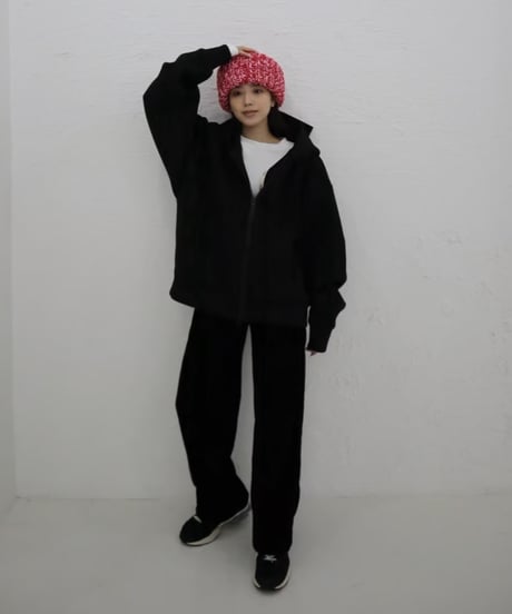 Marshmallow zip hoodie【black】