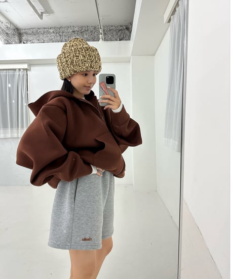 Marshmallow zip hoodie【brown】