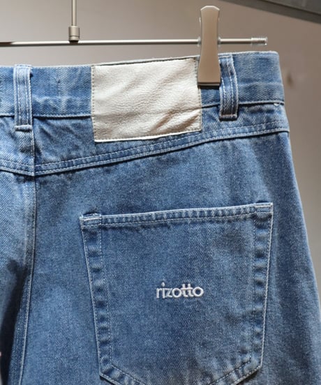 Logo Embroidery Tuck Denim【Blue】