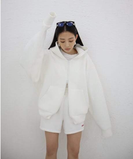 Marshmallow zip hoodie【white】