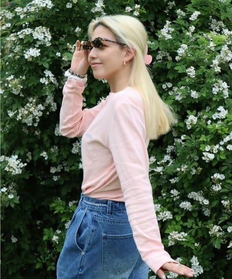 Cotton flower mesh longT【peach】