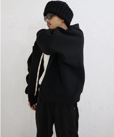 Marshmallow zip hoodie【black】