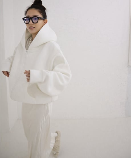 Marshmallow zip hoodie【white】
