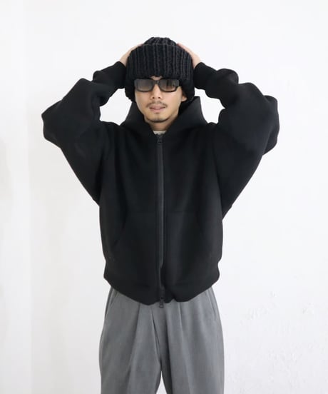 Marshmallow zip hoodie【black】